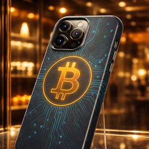Bitcoin Phone Case | Tough Crypto Case for iPhone & Google | Bitcoin Tech Design | Protective smartphone cover