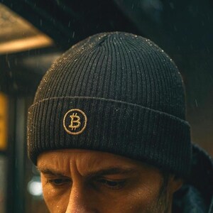 Gorro Bitcoin de algodón orgánico | Gorro de invierno criptográfico | Regalo de Navidad con Bitcoin | Gorro Blockchain para hombre y mujer