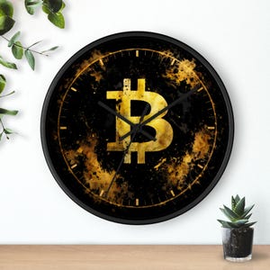 Bitcoin Vintage Crypto Wall Clock | Silent Movement, Home Decor