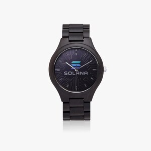 Solana Wooden Watch • Crypto Wrist Watch • 45 mm Italian Olive Lumber • Japanese CITIZEN Quartz image 5