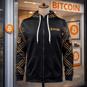 Bitcoin Hoodie | Men’s Full Zip Up Hoodie | Crypto Streetwear | Soft Premium Polyester
