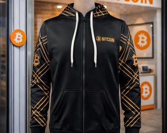 Bitcoin Hoodie | Men's Full Zip Up Hoodie | Crypto Streetwear | Soft premium polyester