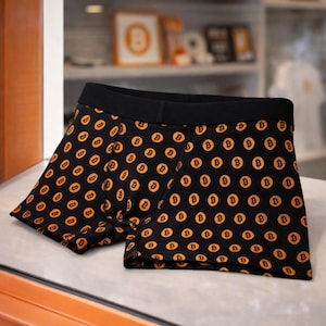 Bitcoin Boxer Briefs - Cryptocurrency Men's Underwear, Crypto Shorts, Funny Gift for Him, Gift for Bitcoin Enthusiast, Novelty Boxers
