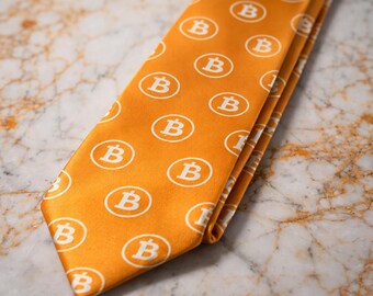 Cravate Bitcoin de luxe - Accessoires pour hommes liés aux cryptomonnaies - Vêtements financiers pour hommes