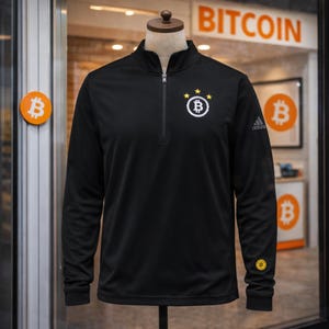 Bitcoin Sweatshirt | Crypto Quarter-Zip Pullover | Custom Adidas Jacket | Bitcoin Embroidery