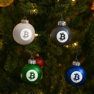 Bitcoin Christmas Ornament Set — 4-Pack Ball Ornaments | Crypto Xmas Decor | Xmas Gift for Bitcoin Fans