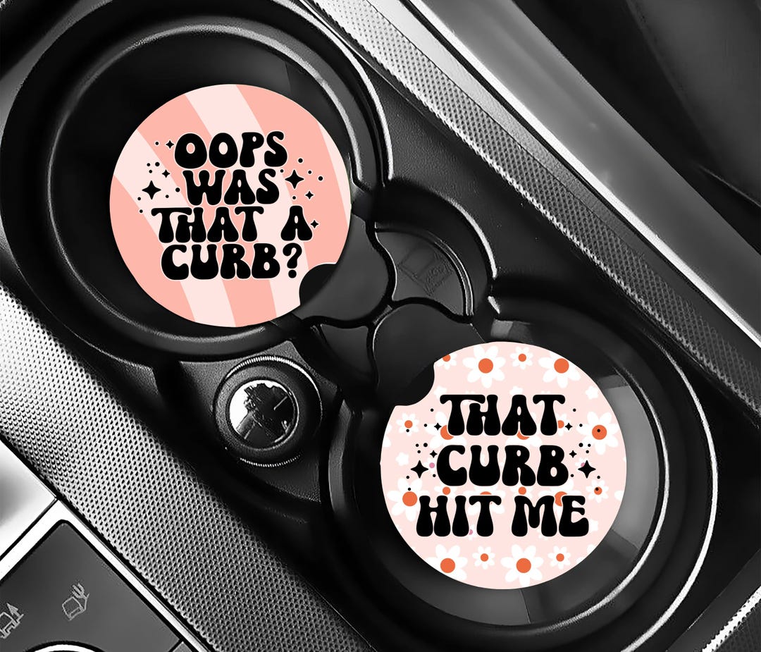 Funny Car Coasters | Retro Style, “oops Curb!” - Set of 2 - Etsy