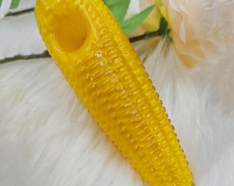 Pipa in vetro dorato da 4,5'' a forma di mais, pipa a cucchiaio inebriante, unica e carina, in vetro soffiato a mano, regalo per lei, arte del vetro originale