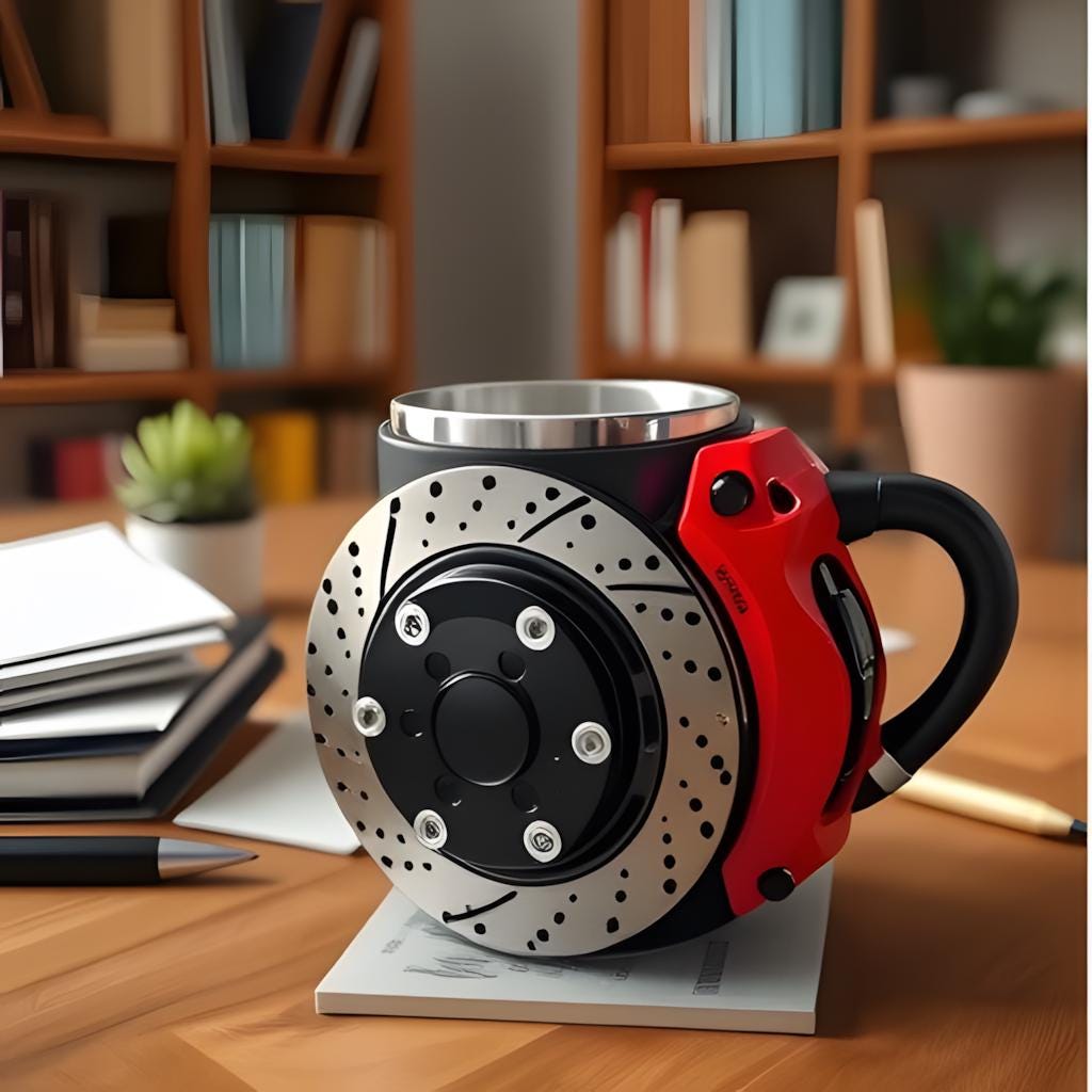 REK Tasse à Étrier Frein Unique En Résine Et Acier Inoxydable Parfaite Pour Boissons Au Caf Et Comme Pi Ce D Corative Poustouflante