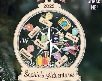 Travel Adventure Ornament, Personalized Traveling Destination Christmas Ornament, Custom Traveling Destination Ornament, Travel Gift