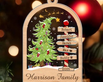Personalized Family Christmas Ornament, Custom Family Member Name Christmas Decoration, Christmas Keepsake, Family Holiday Gifts