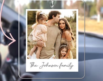 Personalized Drive Safe Acrylic Photo Ornament, Custom Car Ornament Mirror Images, Car Hanger Personalized Father's Day Gift