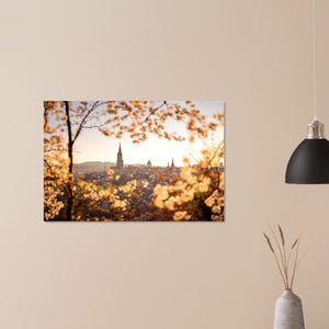 Centro storico di Berna durante la fioritura dei ciliegi | Fotografia paesaggistica di Marcel Gross | Poster in carta semi-lucida di alta qualità