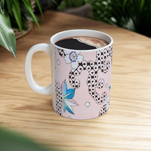 Vintage Japanese Cherry Blossom Mug: Sakura Floral Ceramic Cup