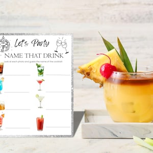 Name That Drink Game | Printable Party Game | Cocktail Quiz | Bridal Shower | Bachelorette | Drinking Game | Instant Download PDF