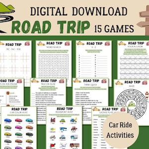 Road Trip Party Games, Travel Activities Pack, Road Trip Games Bundle, Family Road Trip Games, Summer travel games, Road trip Activity