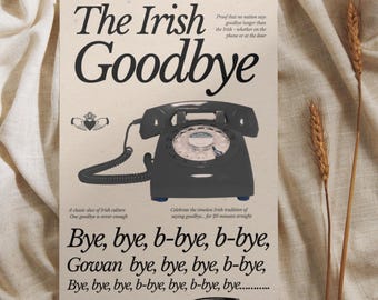 Irish Goodbye Print - Grau - Irische Wandkunst