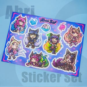 Chibi Ahri | Sticker Sheet | League of Legends, LoL Fan Art
