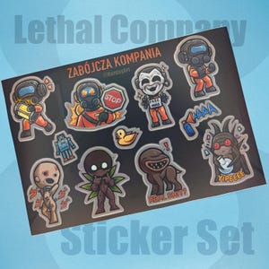 Lethal Company | Sticker Sheet | Coil-Head, Blind Dog, Hoarding Bug, Yipeeee Bug, Employee | Gaming