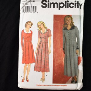 Vintage 1990 Simplicity 7797 Sewing Pattern - Sizes 20 - Miss Petite Dress - Pleated, V-Neckline