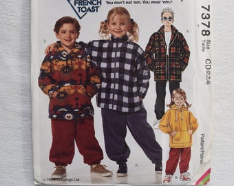 Vintage 1990 McCall's 7378 Boys and Girls Jacket, Top, and Pull-On Sewing Pattern UNCUT - Sizes 2, 3, 4 (PTRN-J)