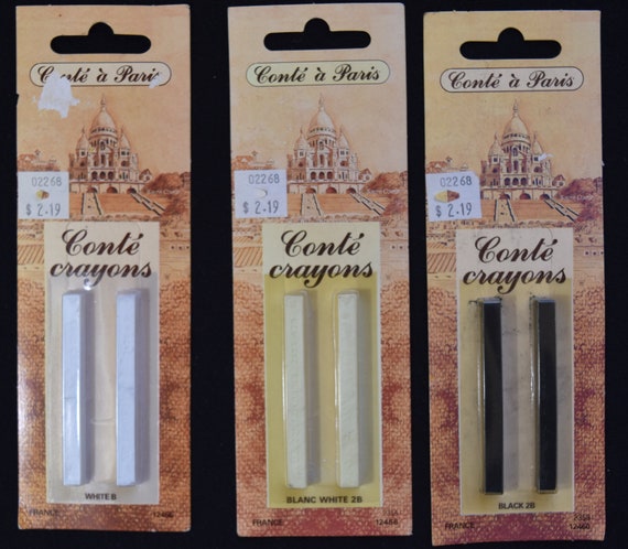 Conté Crayons 2-pack White White 2B Black Sanguine Great Sketching Crayons  