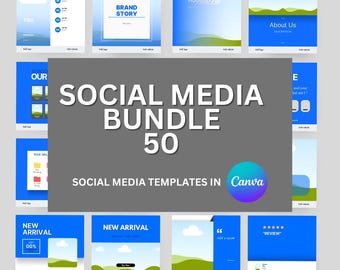 50 Social Media Post Templates Bundle | Editable Canva Templates for Business