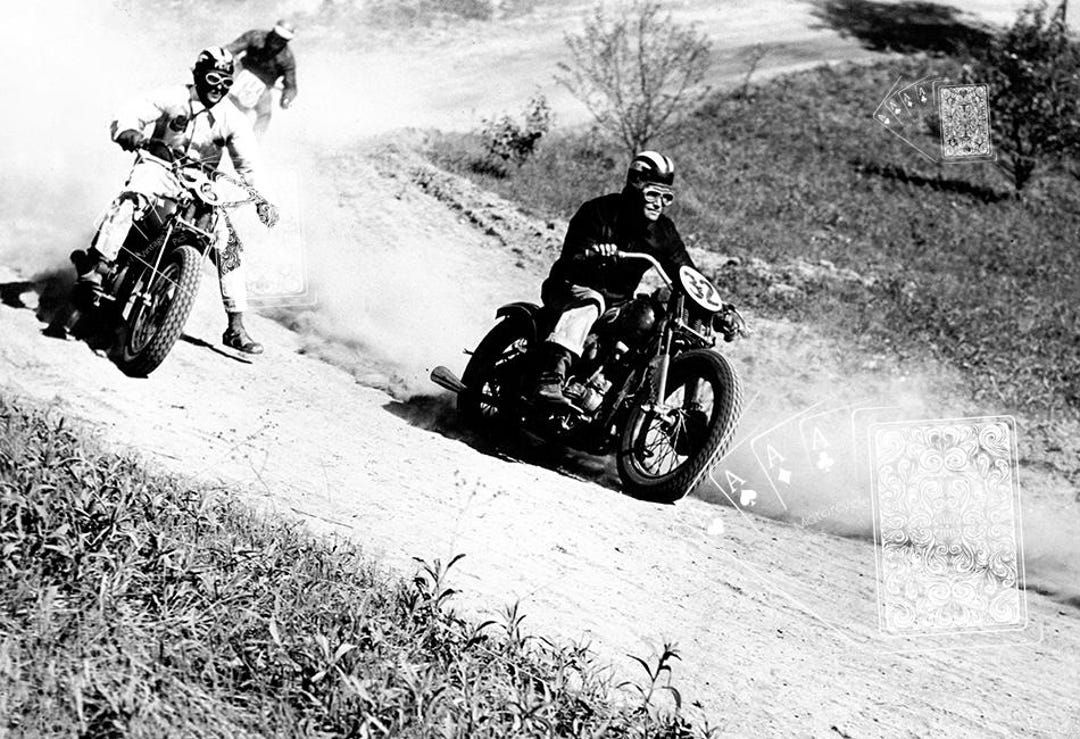 Vintage Motorcycle Racing Photo Print – 1950s Harley-davidson TT ...