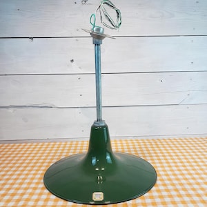 1912 Benjamin 18 inch Green Porcelain Pendant: Industrial Downrod Light