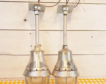 Vintage Crouse-Hinds Aluminum Explosion-Proof Pendant Lights: 1950s Industrial Pair