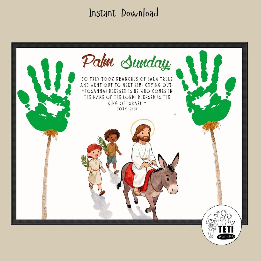 Palm Sunday Handprint Craft, Printable Easter Handprint Art, Holy Week ...