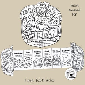 Skördevälsignelser Kristet höstpyssel för barn, Jakob 1:17 Bibelaktivitet, Thanksgiving söndagsskola utskrivbar, Trospyssel PDF