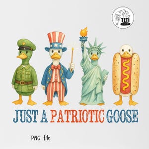 Patriotic Goose PNG, 4th of July Silly Goose Clipart, USA Goose Sublimation Design, Funny Independence Day Digital Instant Download