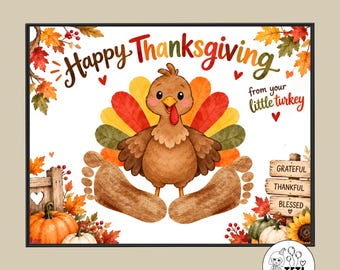 Thanksgiving-knutselwerkjes voor kinderen, voetafdrukkunst met Thanksgiving-thema, handafdrukknutselwerkjes, herfstknutselwerkjes, Thanksgiving-souvenir voor baby's, peuters, kinderdagverblijven en kleuterscholen