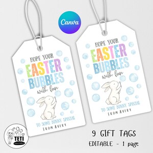 Hope Your Easter Bubbles met leuk cadeaulabel, afdrukbaar paaslabel, paasmandlabel, paaslabel klas, zondagsschool paasknutsel, canvas