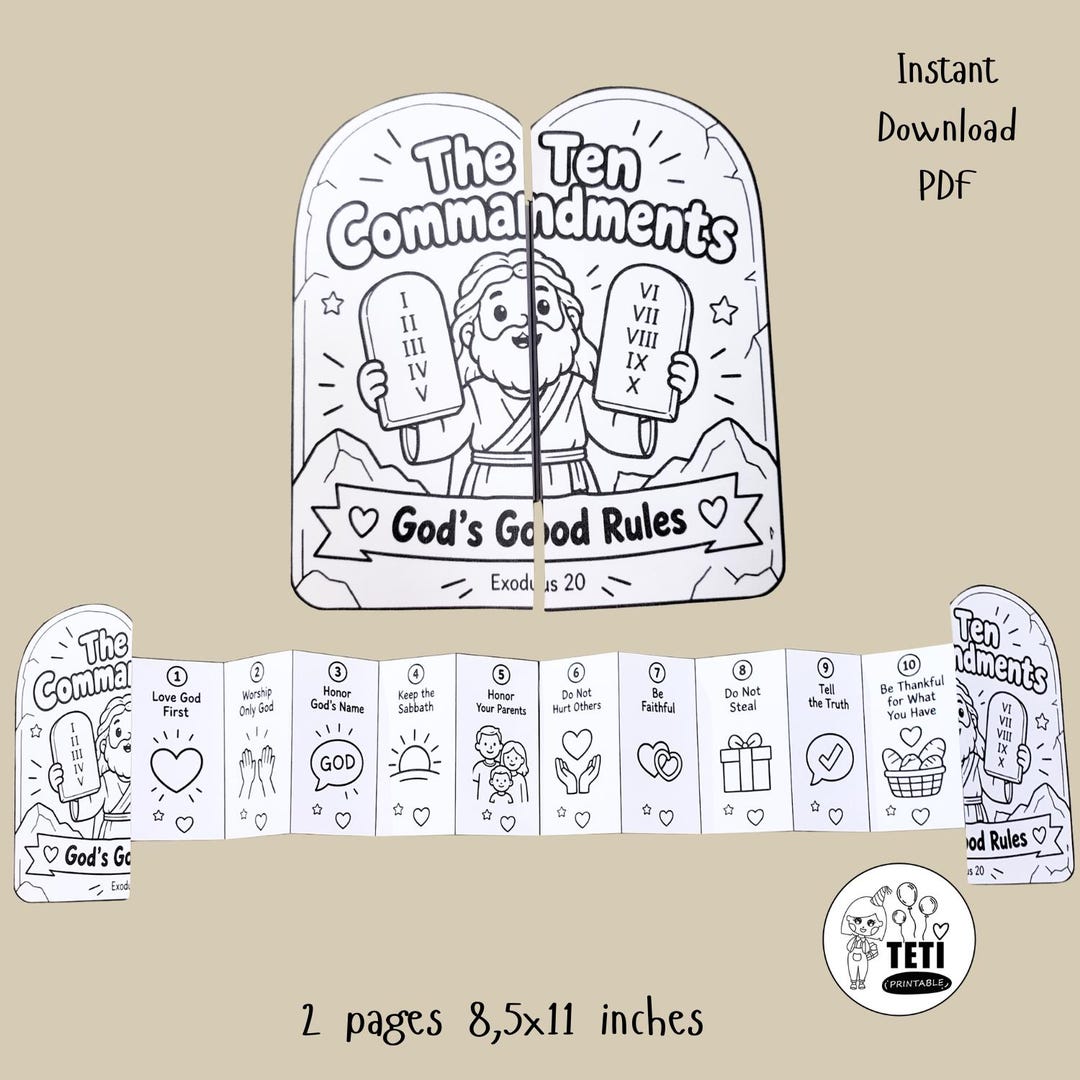 Ten Commandments Craft for Kids, Exodus 20 Bible Activity, Sunday ...