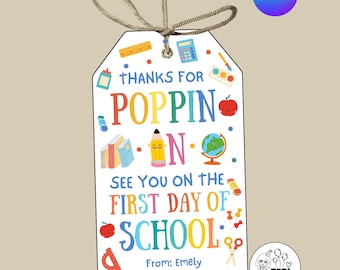 Terug naar school lollytag afdrukbaar, bedankt voor het langskomen, meet the Teacher Classroom, lollytag, opendeurdagcadeau, snoepcadeau Canva