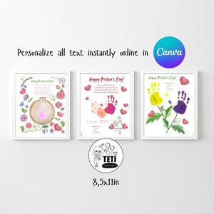 Créations artistiques empreintes de main pour la fête des mères, broderie pour maman, carte de remerciement, bouquet de fleurs, souvenir de fleurs, cadeau pour enfants, impression modifiable sur toile