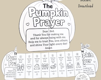 Pumpkin Prayer Craft for Kids, Christian Halloween Printable, Bible Foldable Craft, Sunday School Activity, Fall Bible Craft PDF