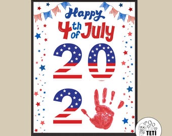 4th of July Handprint Art, 4th of July Activity, 4th of july baby Handprint Art, Handprint Craft Keepsake, Patriotic Kids Craft Printable