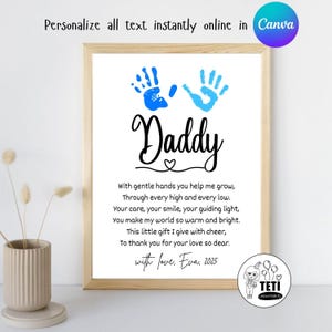Papa Handabdruck Gedicht druckbar, minimalistisches Vatertagsgeschenk, Vatertagsgeschenk Handabdruck Kleinkind, Kinderkarte Andenken EDITIERBARE Canva