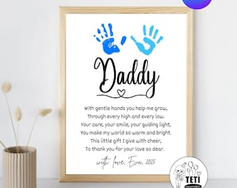 Daddy Handprint Poem Printable, Minimalist Fathers day gift, Fathers Day Craft Activity Handprint Toddler, Kids Card Keepsake EDITABLE Canva