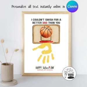Vatertag Korbball Handabdruck Handwerk, Papa Ich liebe dich Druck, Baby Geschenk für Papa, Vatertagsgeschenk Kleinkind Aktivität EDITIERBARE Canva