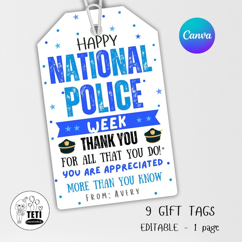 Editable Happy National Police Week Tag Printable, Police Week Tag ...