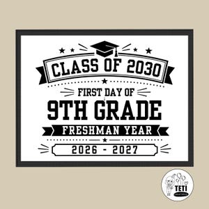 First Day of 9th Grade Sign 2026-2027, Minimalist Back to School Printable, Freshman Photo Prop, Ninth Grade Instant Download