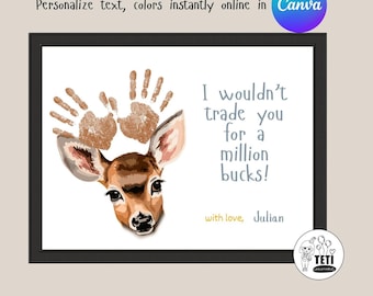 Handprint Craft for Dad, Fathers Day Gift Card Handprint, Printable Grandpa Card Toddler Activity EDITABLE Canva