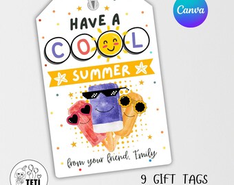 Editable Last Day of School Tag Stay Cool Ice Tag Summer End Of School Year Tag Freeze Ice Cool Treat Digital Template Printable Canva