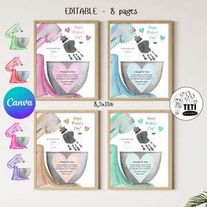 Moederdag Kids Craft, keukenmixer handafdruk cadeau voor moeder afdrukbaar, aandenken voor moeder Craft voor peuters Instant Download BEWERKBARE Canva