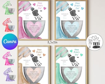 Mother's Day Kids Craft, Kitchen Mixer Handprint Gift for Mom Printable, Keepsake for mom Craft for Toddlers Instant Download EDITABLE Canva