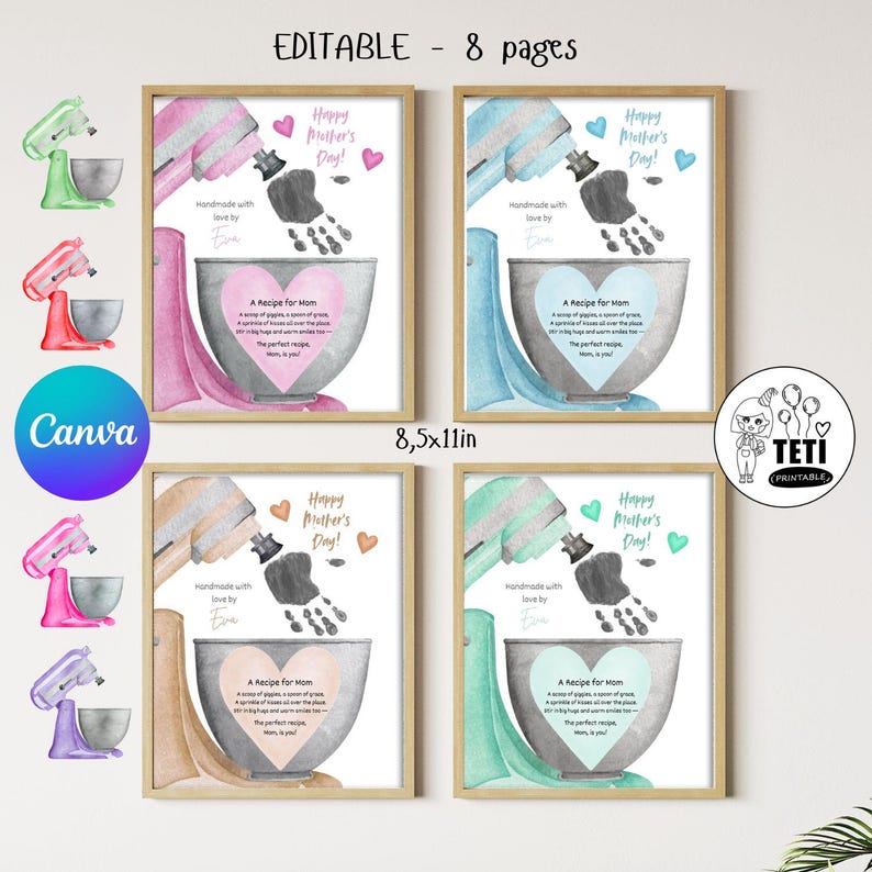 Mother's Day Kids Craft, Kitchen Mixer Handprint Gift for Mom Printable ...